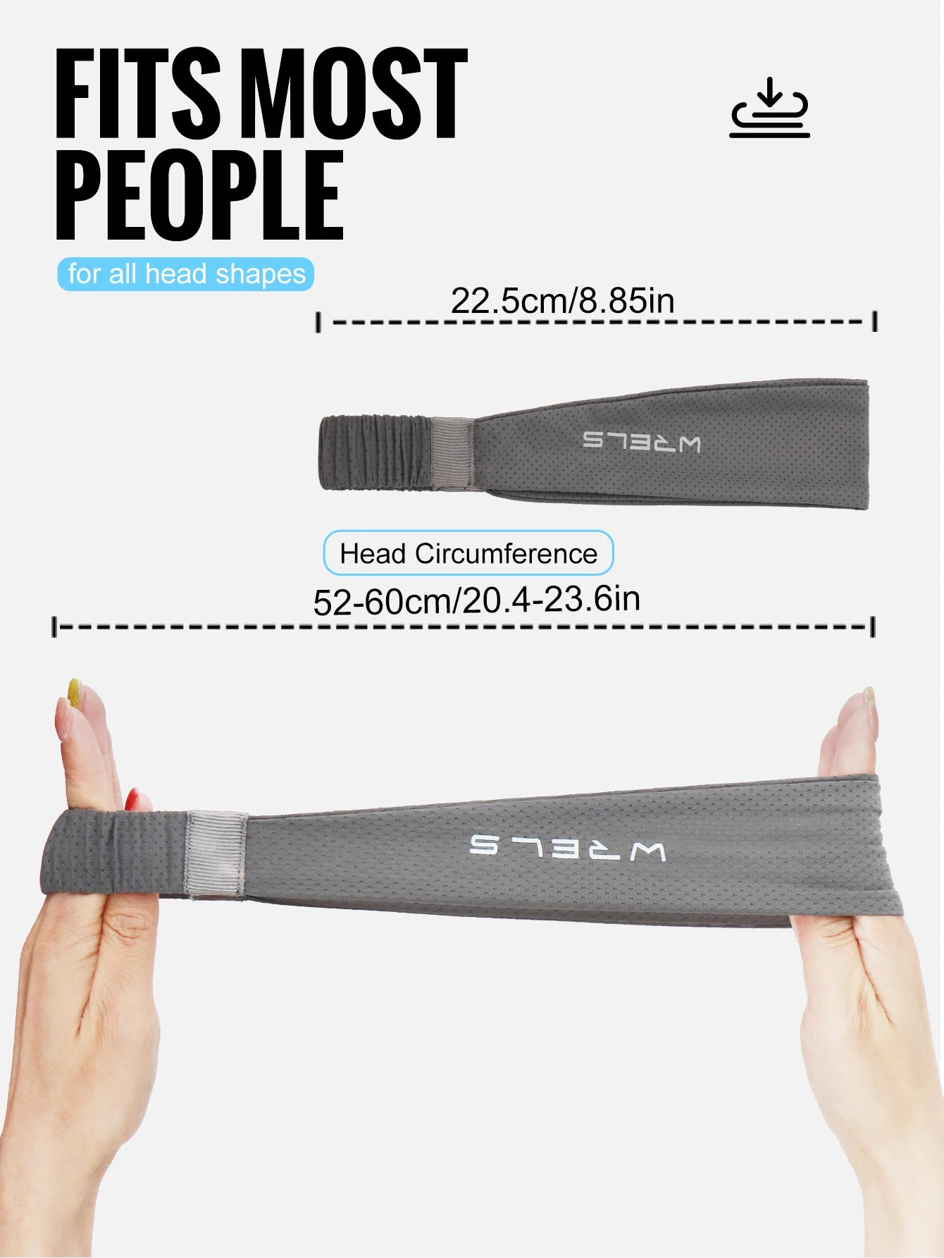 WRELS Fitness-Stirnbänder, Eisseide, Workout-Stirnband, kühlendes Stirnband, rutschfestes Laufschweißband, feuchtigkeitsableitendes Haarband