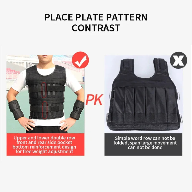 Neue 15/35KG verstellbare Gewichtswesten für Boxtraining, Fitnessjacke, Fitnessgeräte, Lauftraining, Weste aus Sandsäcken