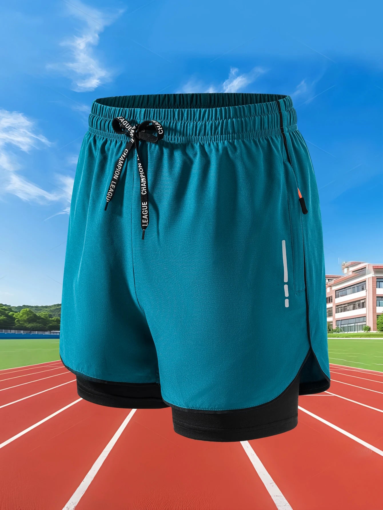 Sommer Herren Laufshorts Fitness Gym Training 2 in 1 Sportshorts Schnelltrocknend WorkoutJogging Double Deck Shorts
