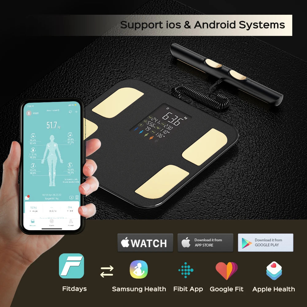 Intelligente Bioimpedanzwaage Intelligente Körperanalysewaage Digitale Waage Körperfettwaage Balance Bioimpedanzwaage