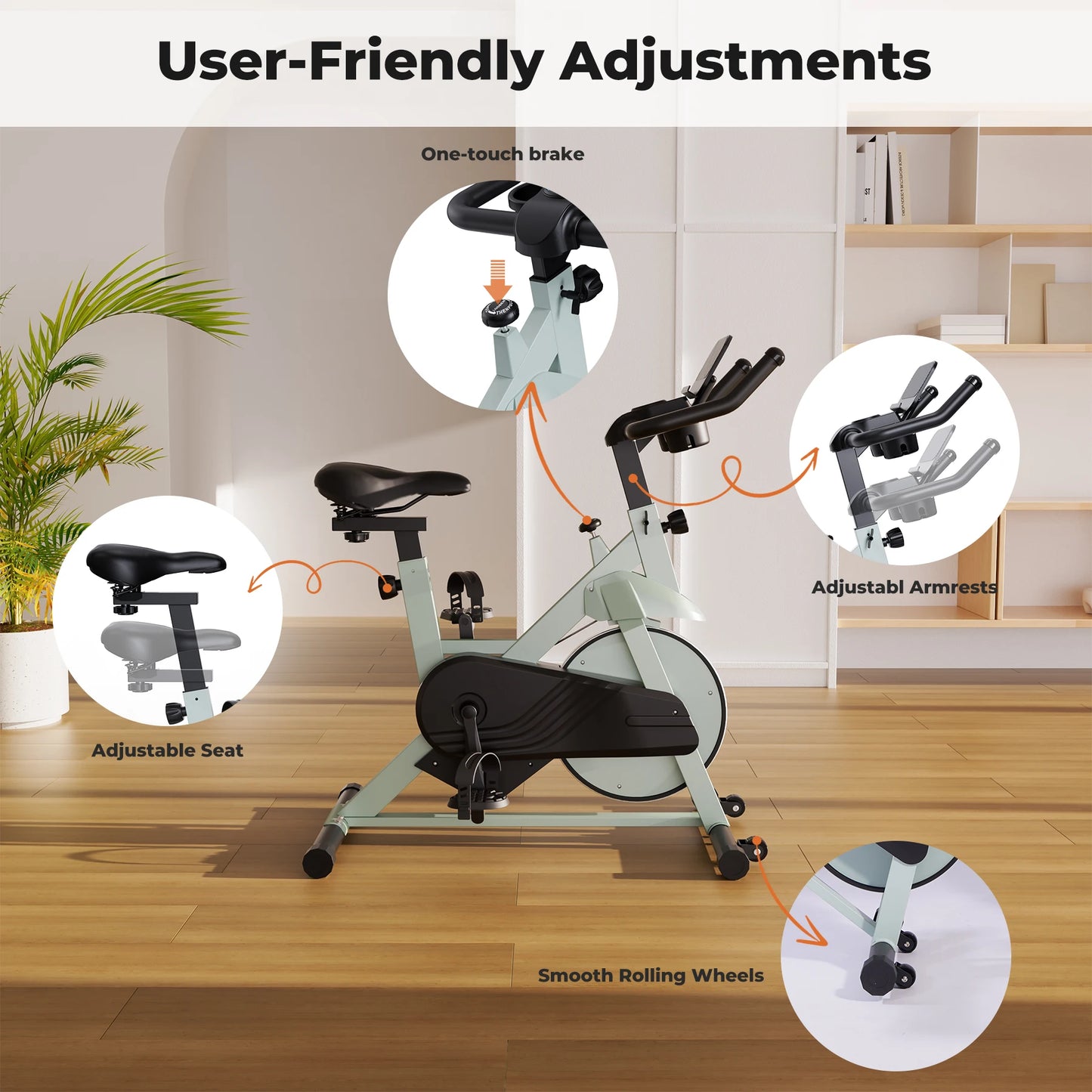Superun Heimtrainer mit magnetischer Steuerung, großer Tablet-Halter, bequemer Sitz, Indoor-Cycling-Bike, Cardio-Fitness-Bike