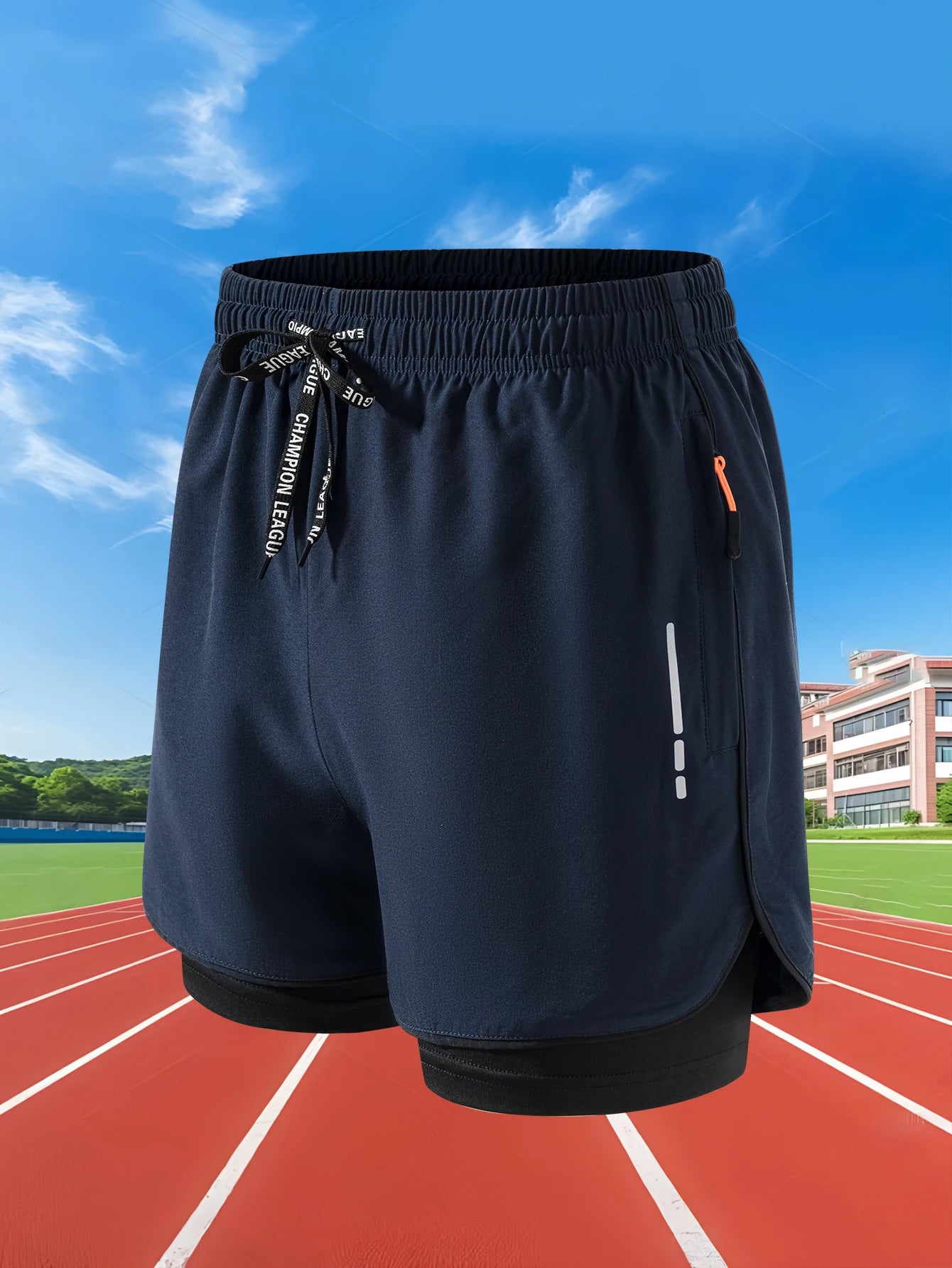 Sommer Herren Laufshorts Fitness Gym Training 2 in 1 Sportshorts Schnelltrocknend WorkoutJogging Double Deck Shorts