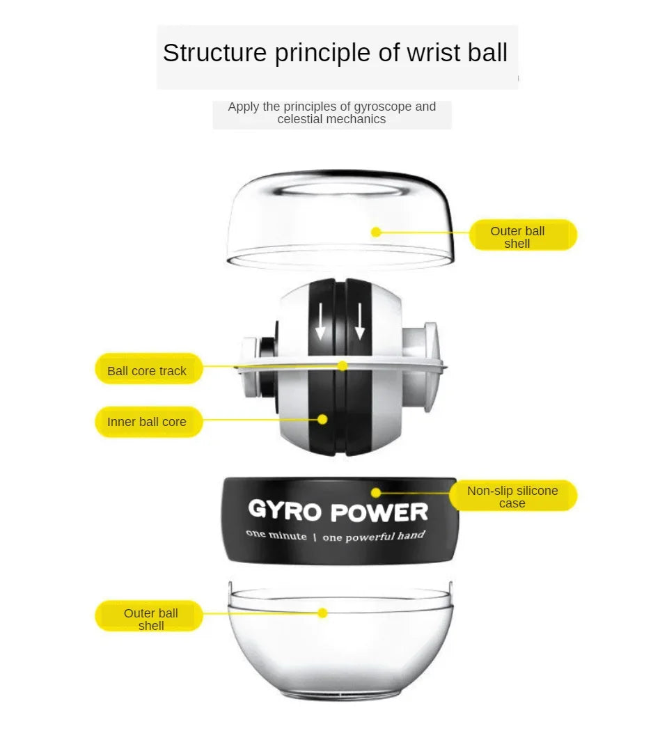 LED Handgelenktrainerball Power Ball Auto-Start gyroskopischer Arm Hand Unterarm Trainer Power Wrist Gyro Ball Sport Fitness Equipment