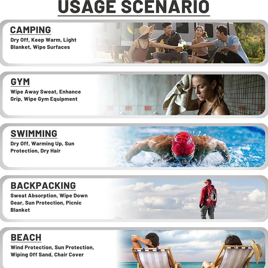 Fitnesshandtuch für Sport, multifunktionales, schnelltrocknendes Handtuch, Schweißpad-Handtuch, Schwimmhandtuch, Mikrofaser-Poolhandtücher