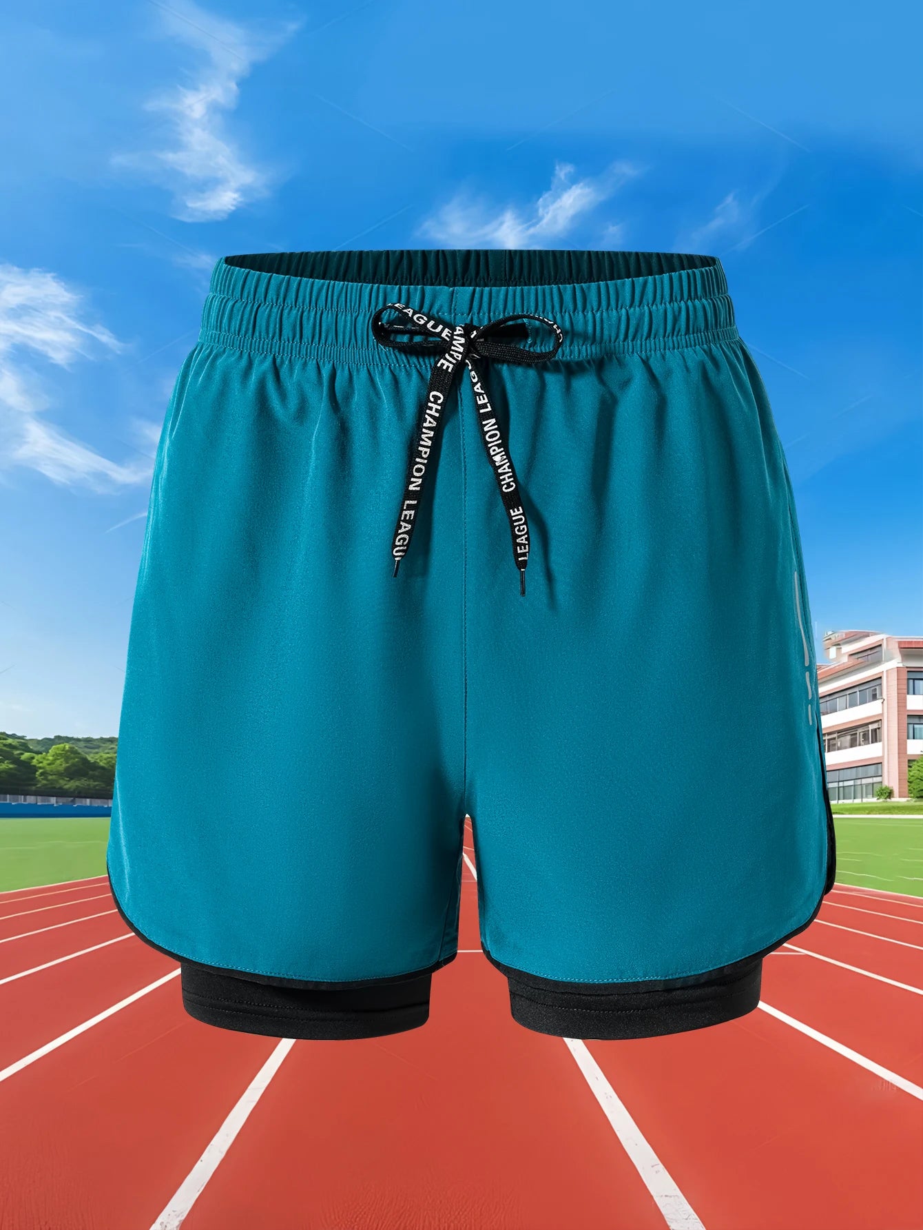 Sommer Herren Laufshorts Fitness Gym Training 2 in 1 Sportshorts Schnelltrocknend WorkoutJogging Double Deck Shorts
