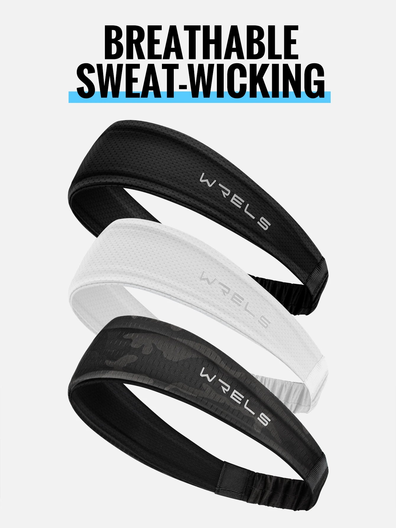 WRELS Fitness-Stirnbänder, Eisseide, Workout-Stirnband, kühlendes Stirnband, rutschfestes Laufschweißband, feuchtigkeitsableitendes Haarband