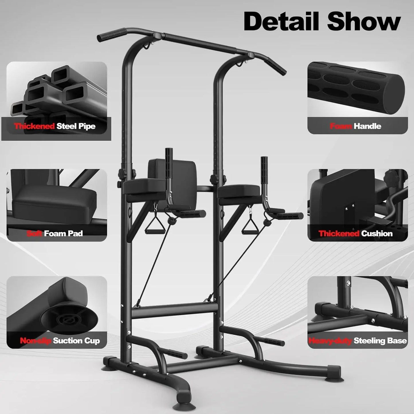 Power Tower Dip Station Klimmzugstange Multifunktionale Power Tower Liegestütz Workout Bauchübung für das Home Gym Krafttraining