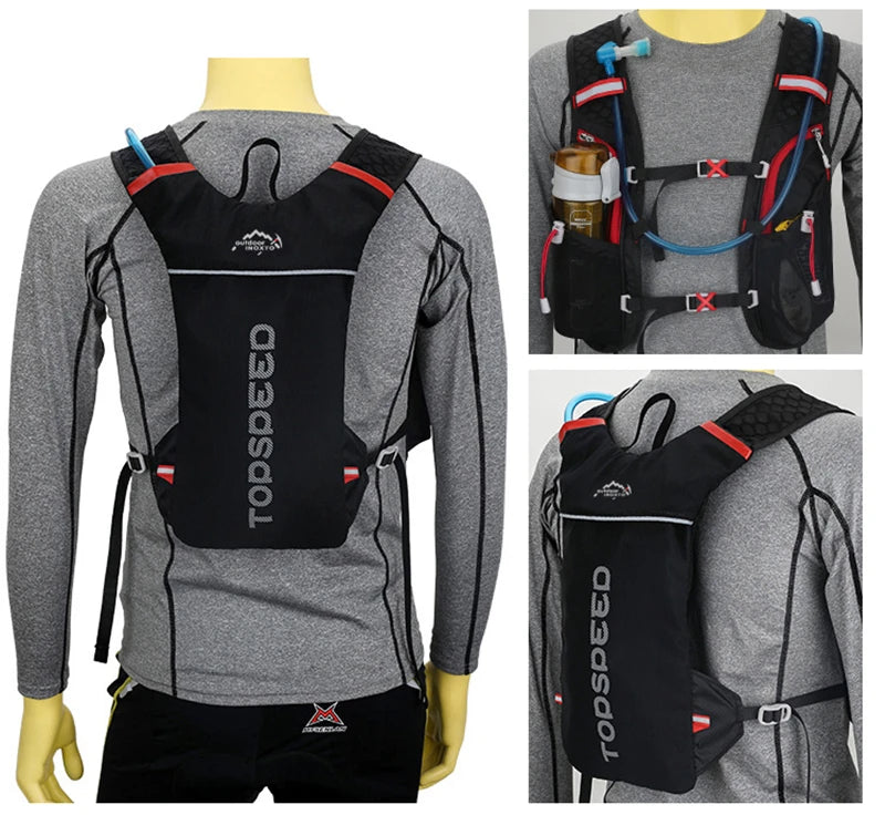 Outdoor Trail Running 5L ultraleichter Rucksack Hydrationslaufweste für Männer atmungsaktive Marathon-Fahrradtasche Wasserflasche 500ML