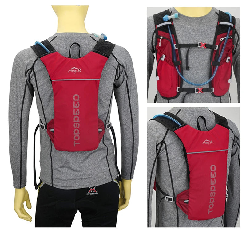 Outdoor Trail Running 5L ultraleichter Rucksack Hydrationslaufweste für Männer atmungsaktive Marathon-Fahrradtasche Wasserflasche 500ML