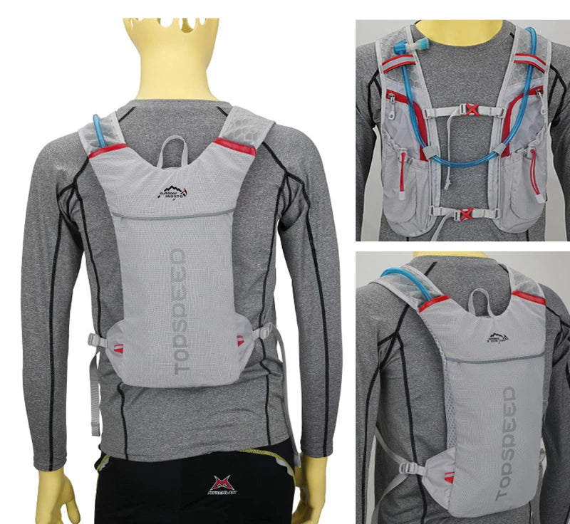 Outdoor Trail Running 5L ultraleichter Rucksack Hydrationslaufweste für Männer atmungsaktive Marathon-Fahrradtasche Wasserflasche 500ML