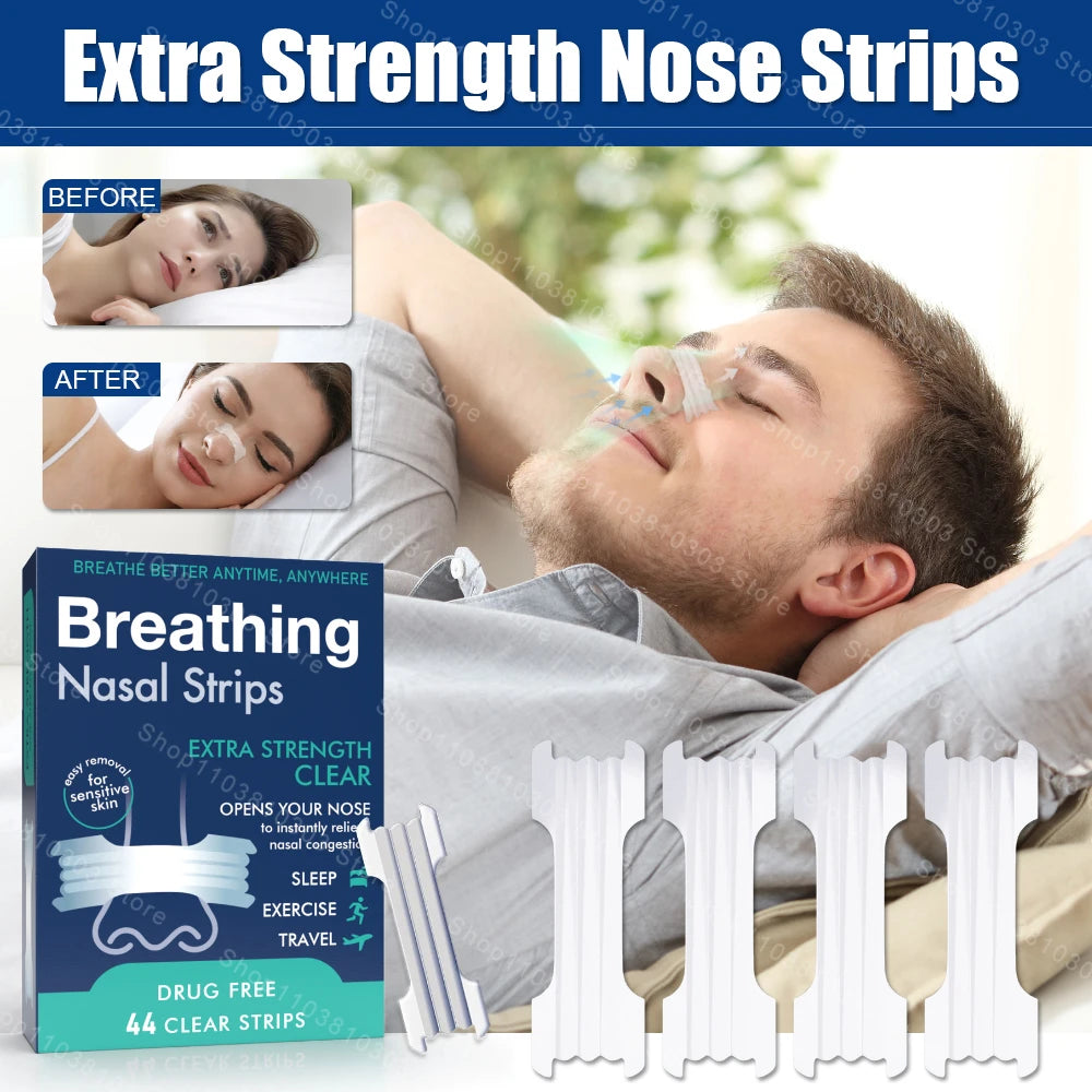 44/200PCS Atem-Nasenstreifen Extra Stark Sport Nasenstreifen Besserer Schlaf Nicht-invasive Anti-Schnarch-Streifen für Erwachsene und Kinder