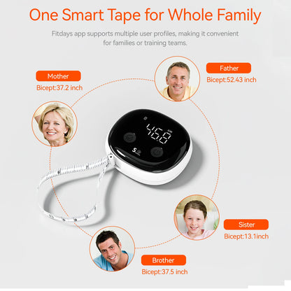 Fitdays Smart Körpermaßband, zurückziehbares Bluetooth Fitdays APP zur Überwachung von Körperfett BMI Werkzeug für Fitness, Form und Gewichtsverlust
