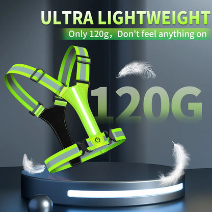 LED Laufweste USB wiederaufladbar reflektierende leuchtende Reflektorgurte hohe Sichtbarkeit Nachtlauf Radfahren Kleidung elastisches Band