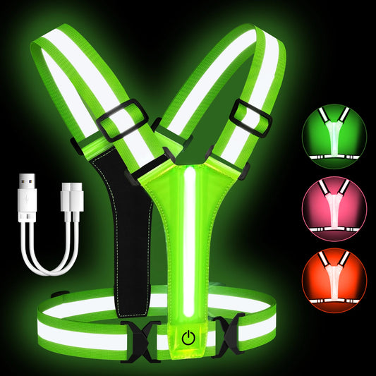 LED Laufweste USB wiederaufladbar reflektierende leuchtende Reflektorgurte hohe Sichtbarkeit Nachtlauf Radfahren Kleidung elastisches Band