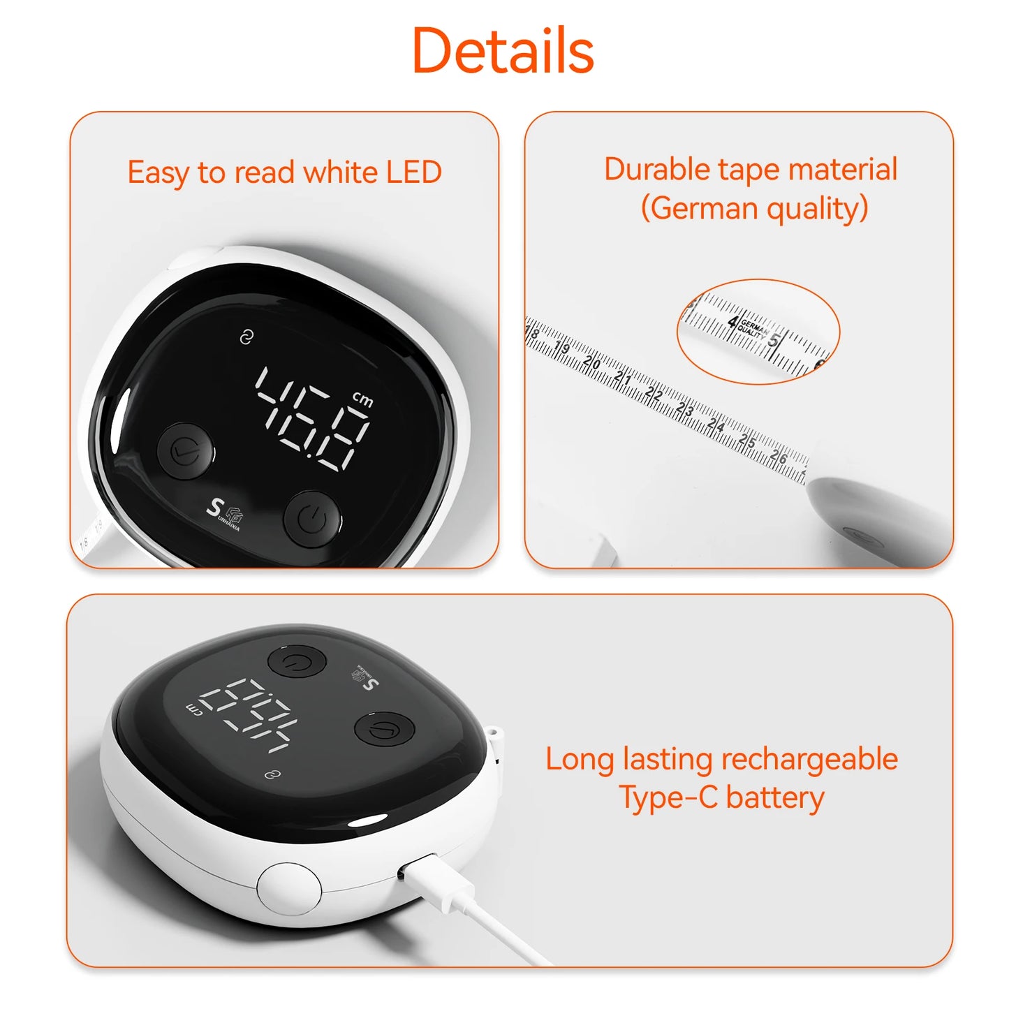 Fitdays Smart Körpermaßband, zurückziehbares Bluetooth Fitdays APP zur Überwachung von Körperfett BMI Werkzeug für Fitness, Form und Gewichtsverlust