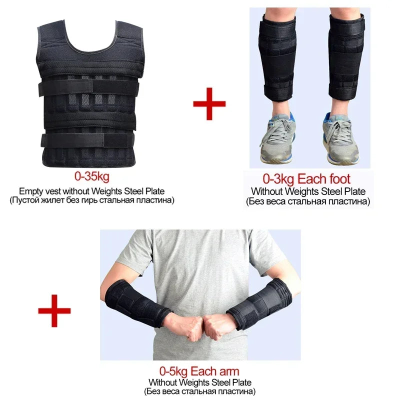 Neue 15/35KG verstellbare Gewichtswesten für Boxtraining, Fitnessjacke, Fitnessgeräte, Lauftraining, Weste aus Sandsäcken
