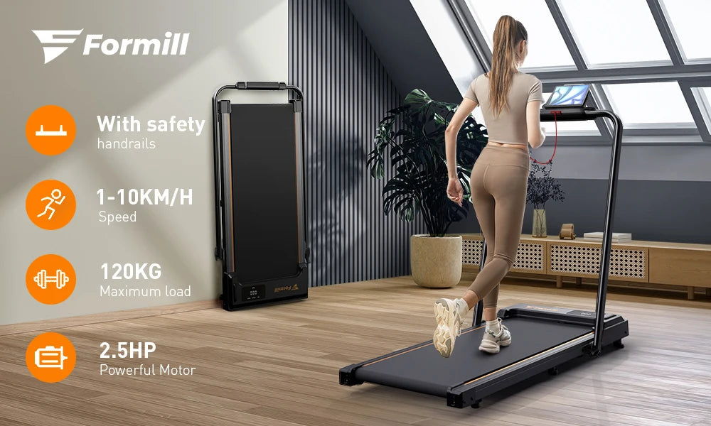 Formill FT51 2 in 1 Laufband, Maximalgeschwindigkeit 1-10 km/h elektrisches Laufband, installationsfrei, Lauf- und Joggingmaschine für zuhause