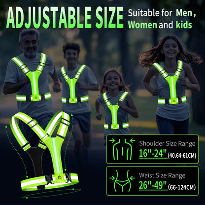LED Laufweste USB wiederaufladbar reflektierende leuchtende Reflektorgurte hohe Sichtbarkeit Nachtlauf Radfahren Kleidung elastisches Band