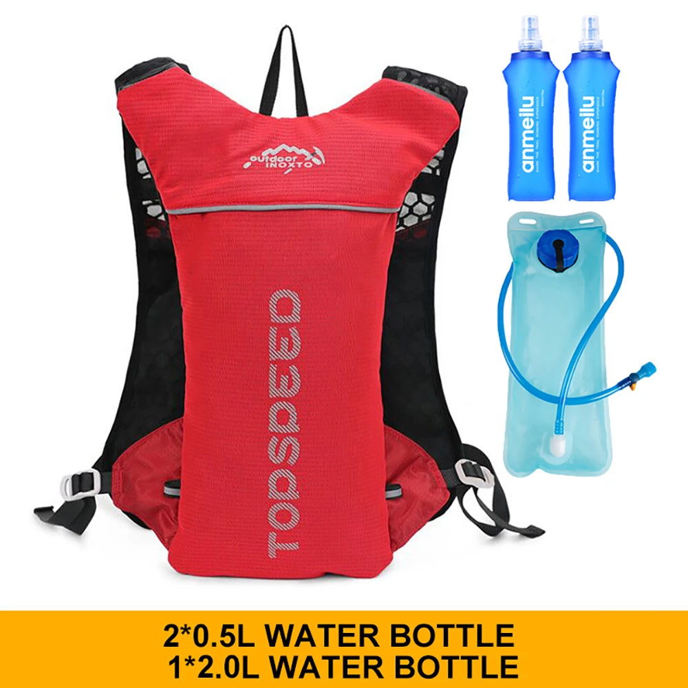 Outdoor Trail Running 5L ultraleichter Rucksack Hydrationslaufweste für Männer atmungsaktive Marathon-Fahrradtasche Wasserflasche 500ML