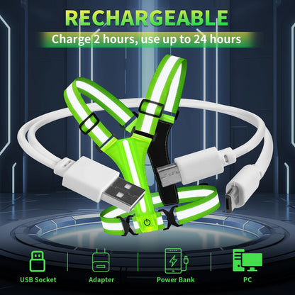 LED Laufweste USB wiederaufladbar reflektierende leuchtende Reflektorgurte hohe Sichtbarkeit Nachtlauf Radfahren Kleidung elastisches Band