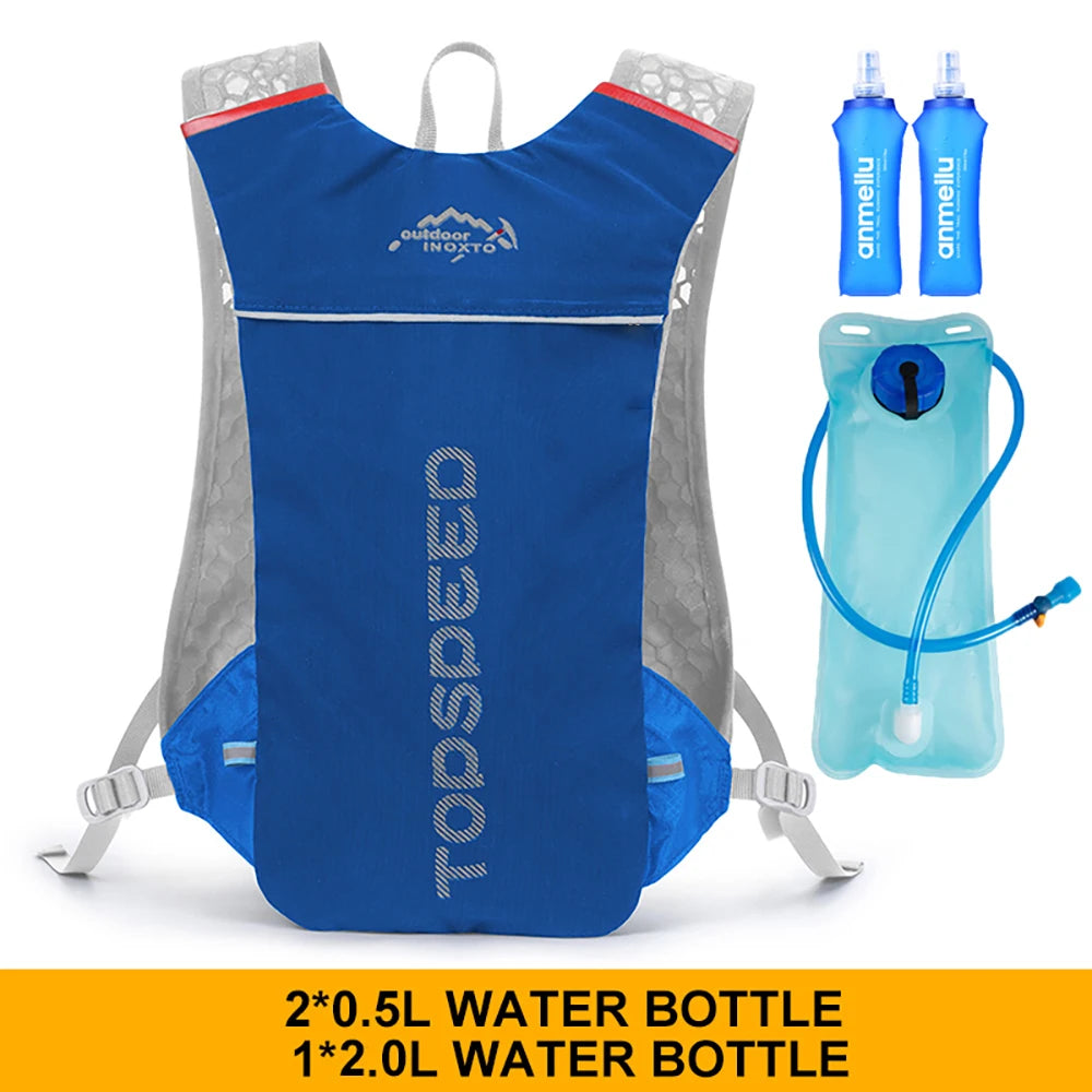Outdoor Trail Running 5L ultraleichter Rucksack Hydrationslaufweste für Männer atmungsaktive Marathon-Fahrradtasche Wasserflasche 500ML