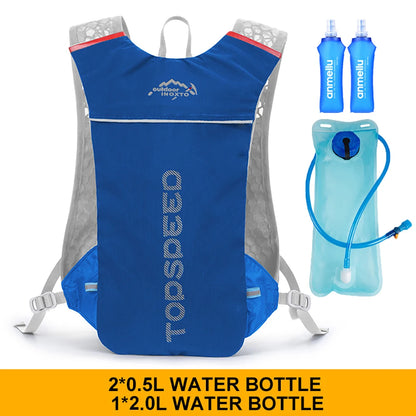 Outdoor Trail Running 5L ultraleichter Rucksack Hydrationslaufweste für Männer atmungsaktive Marathon-Fahrradtasche Wasserflasche 500ML