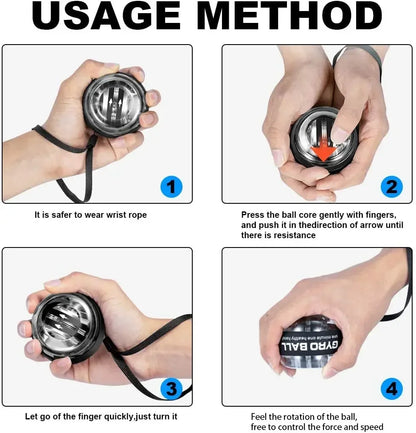 LED Handgelenktrainerball Power Ball Auto-Start gyroskopischer Arm Hand Unterarm Trainer Power Wrist Gyro Ball Sport Fitness Equipment