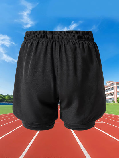 Sommer Herren Laufshorts Fitness Gym Training 2 in 1 Sportshorts Schnelltrocknend WorkoutJogging Double Deck Shorts