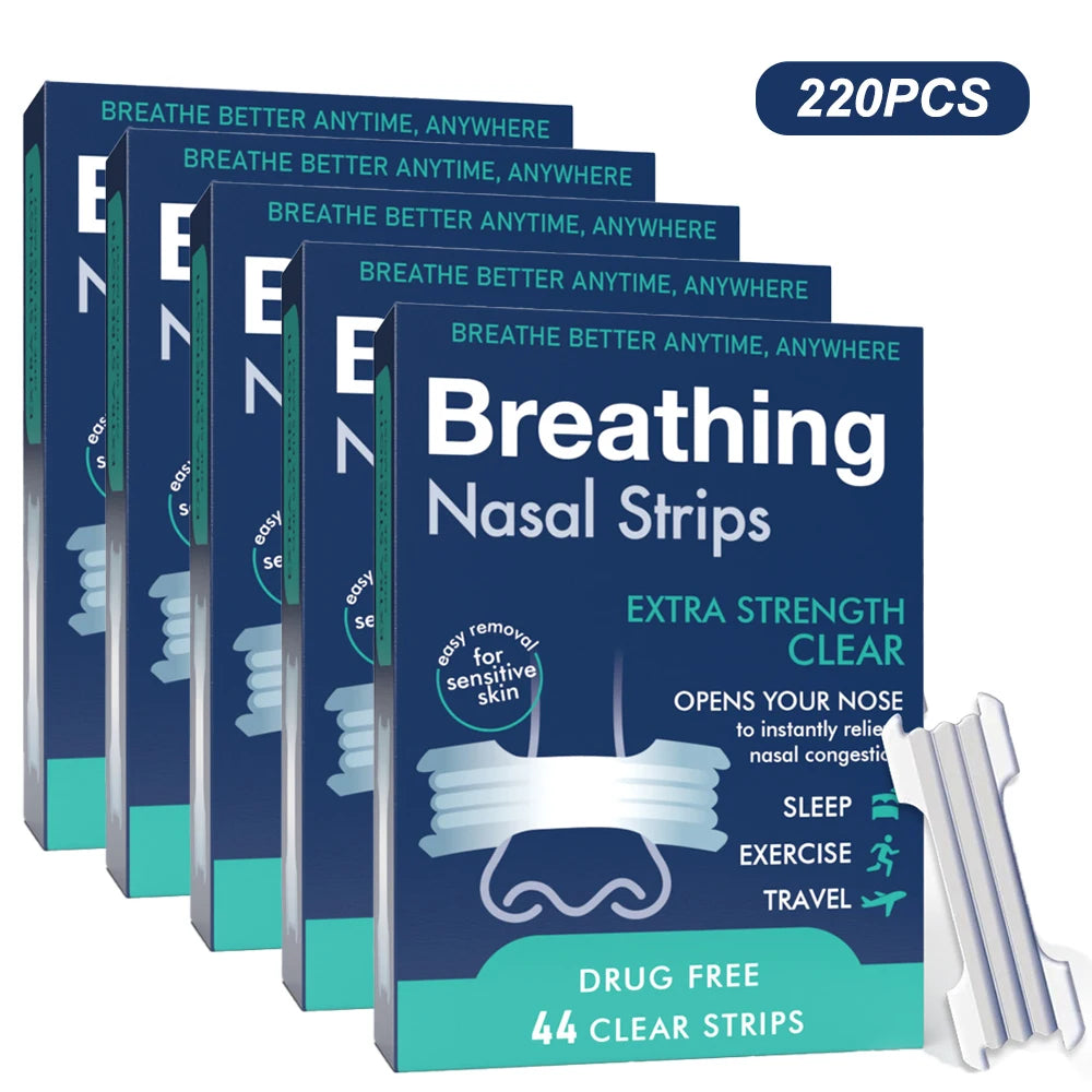 44/200PCS Atem-Nasenstreifen Extra Stark Sport Nasenstreifen Besserer Schlaf Nicht-invasive Anti-Schnarch-Streifen für Erwachsene und Kinder
