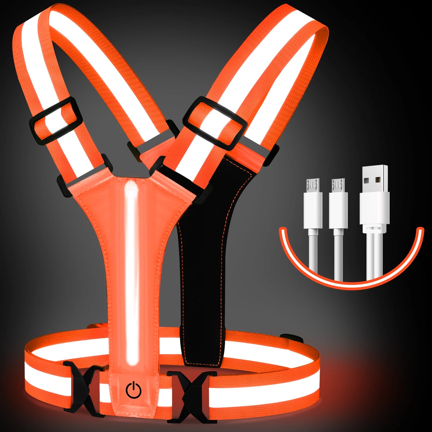 LED Laufweste USB wiederaufladbar reflektierende leuchtende Reflektorgurte hohe Sichtbarkeit Nachtlauf Radfahren Kleidung elastisches Band