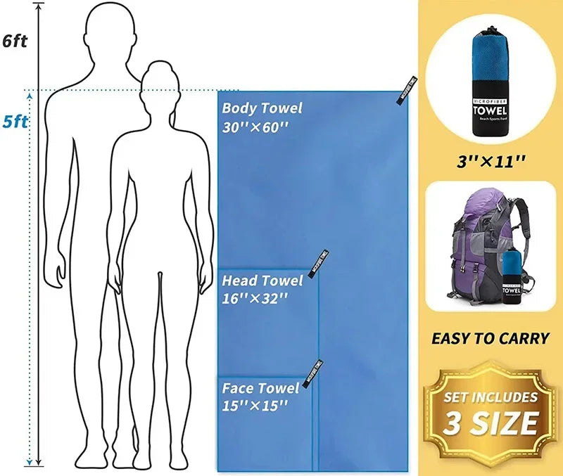 Schnelltrockendes Sporthandtuch Ultraweich Schwimmen Fitness Camping Laufen Superabsorbierende Waschlappen Handtücher Reiseaccessoires