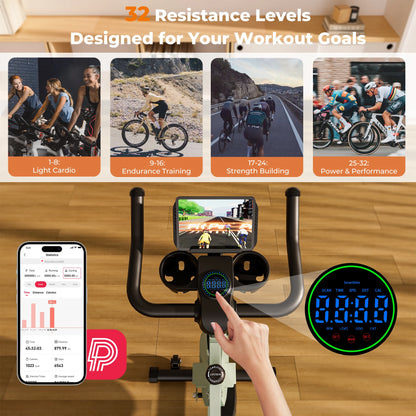 Superun Heimtrainer mit magnetischer Steuerung, großer Tablet-Halter, bequemer Sitz, Indoor-Cycling-Bike, Cardio-Fitness-Bike