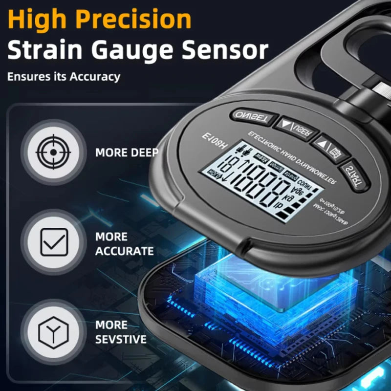 Greifkraftmesser 265 lbs/120 kg Digitaler Handdynamometer Greifkraftmessgerät USB LCD-Bildschirm Handgreifdynamometer