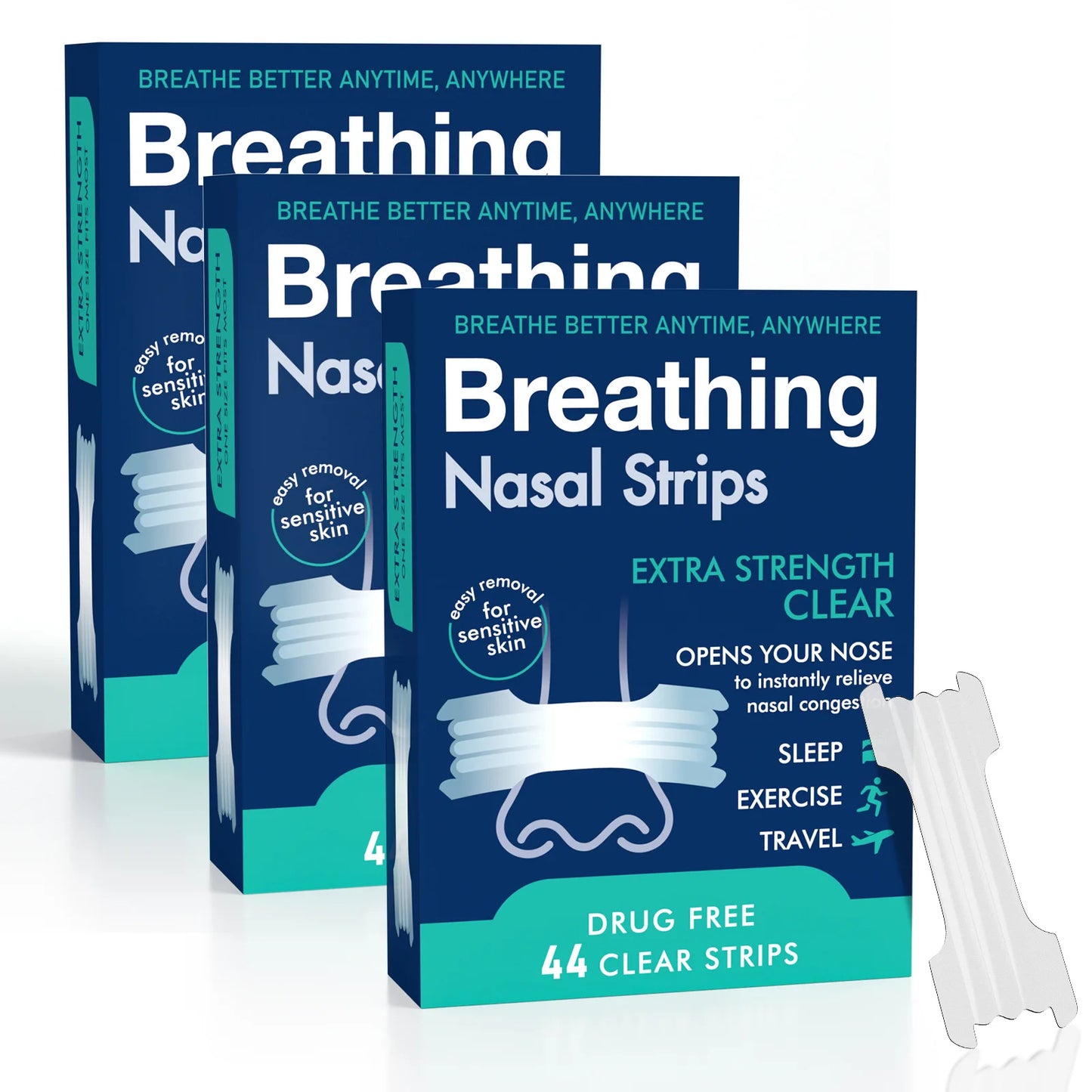 44/200PCS Atem-Nasenstreifen Extra Stark Sport Nasenstreifen Besserer Schlaf Nicht-invasive Anti-Schnarch-Streifen für Erwachsene und Kinder