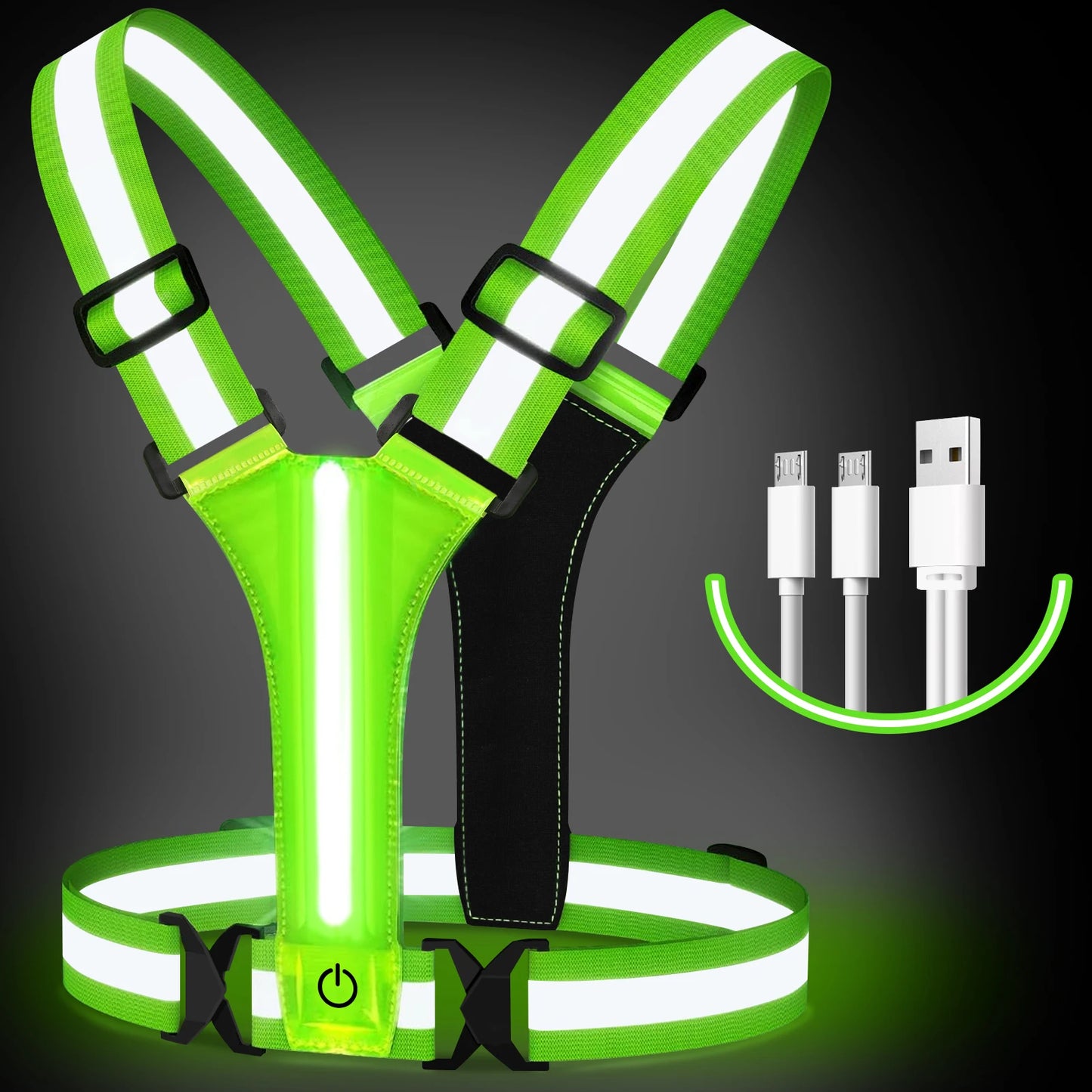 LED Laufweste USB wiederaufladbar reflektierende leuchtende Reflektorgurte hohe Sichtbarkeit Nachtlauf Radfahren Kleidung elastisches Band