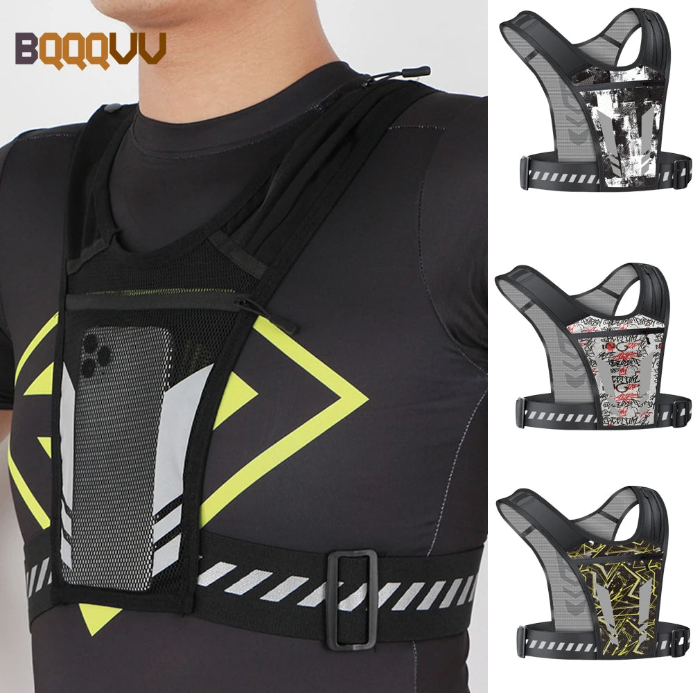 Reflektierende Lauf-Telefonhalter-Weste für Männer und Frauen, Joggen, Gehen, Sport, Fitnessstudio, Workout, 1 Stück verstellbare Träger mit Schlüssel Tasche