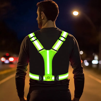LED Laufweste USB wiederaufladbar reflektierende leuchtende Reflektorgurte hohe Sichtbarkeit Nachtlauf Radfahren Kleidung elastisches Band