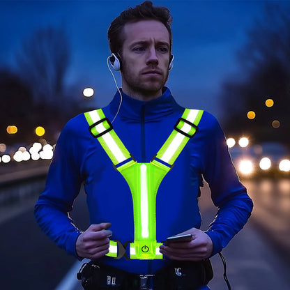 LED Laufweste USB wiederaufladbar reflektierende leuchtende Reflektorgurte hohe Sichtbarkeit Nachtlauf Radfahren Kleidung elastisches Band