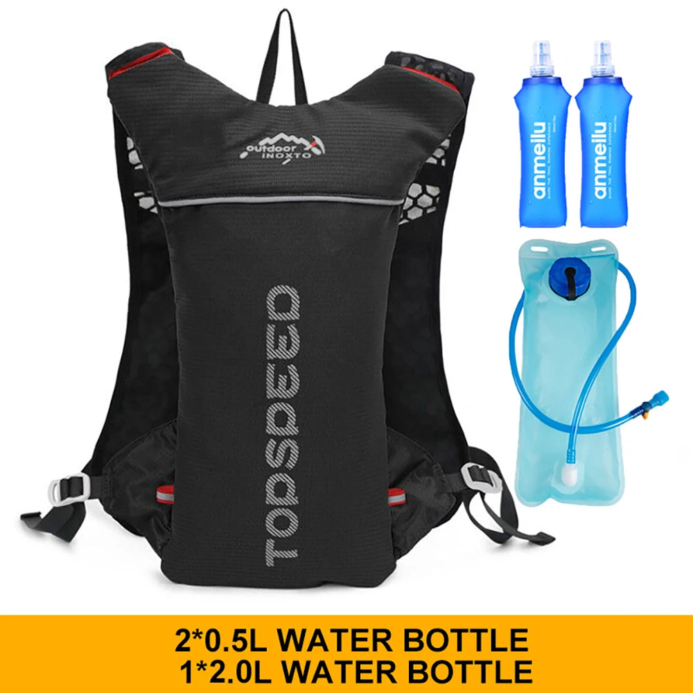 Outdoor Trail Running 5L ultraleichter Rucksack Hydrationslaufweste für Männer atmungsaktive Marathon-Fahrradtasche Wasserflasche 500ML