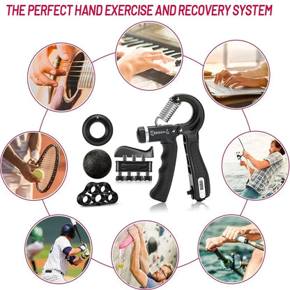 5-60 kg verstellbarer Griffkrafttrainer mit Fingertrainer, Handgriffstärker für Muskelaufbau und Verletzungsrehabilitation