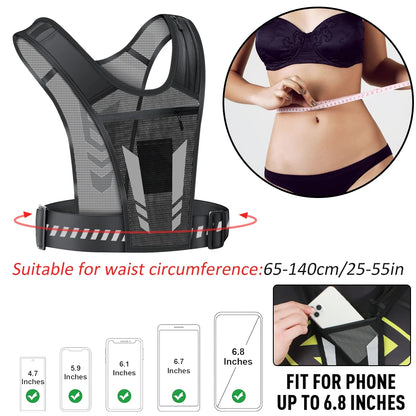 Reflektierende Lauf-Telefonhalter-Weste für Männer und Frauen, Joggen, Gehen, Sport, Fitnessstudio, Workout, 1 Stück verstellbare Träger mit Schlüssel Tasche