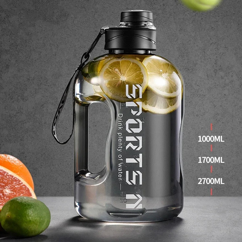 1,7L/2,7L Sport-Wasserflasche Gym Radfahren Becher Tragbare große Kapazität Wasserflasche für Fitness Camping Männer Wasserkocher