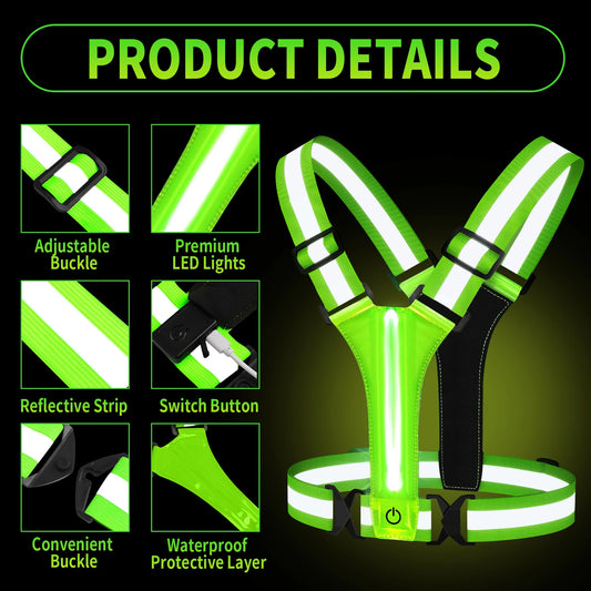 LED Laufweste USB wiederaufladbar reflektierende leuchtende Reflektorgurte hohe Sichtbarkeit Nachtlauf Radfahren Kleidung elastisches Band