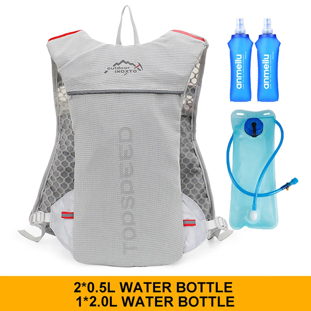 Outdoor Trail Running 5L ultraleichter Rucksack Hydrationslaufweste für Männer atmungsaktive Marathon-Fahrradtasche Wasserflasche 500ML