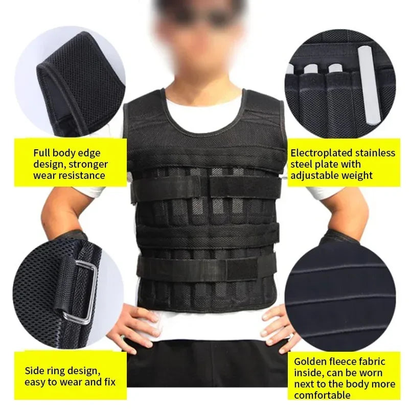 Neue 15/35KG verstellbare Gewichtswesten für Boxtraining, Fitnessjacke, Fitnessgeräte, Lauftraining, Weste aus Sandsäcken