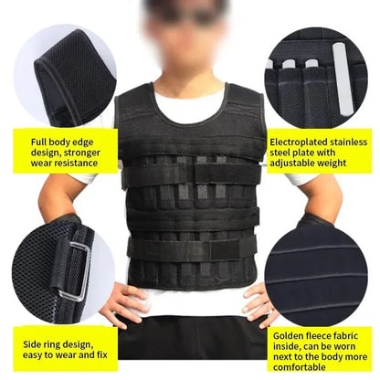 Neue 15/35KG verstellbare Gewichtswesten für Boxtraining, Fitnessjacke, Fitnessgeräte, Lauftraining, Weste aus Sandsäcken