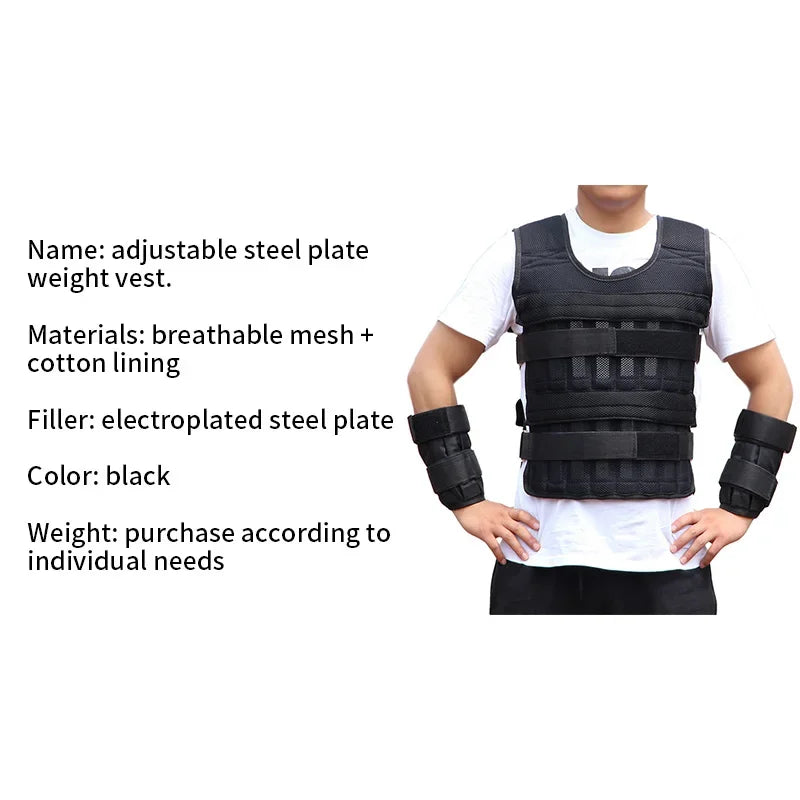 Neue 15/35KG verstellbare Gewichtswesten für Boxtraining, Fitnessjacke, Fitnessgeräte, Lauftraining, Weste aus Sandsäcken