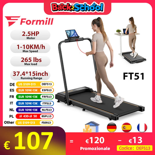 Formill FT51 2 in 1 Laufband, Maximalgeschwindigkeit 1-10 km/h elektrisches Laufband, installationsfrei, Lauf- und Joggingmaschine für zuhause