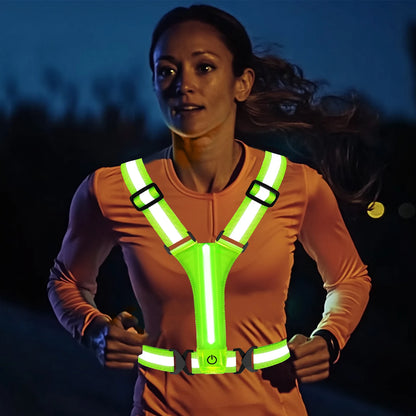 LED Laufweste USB wiederaufladbar reflektierende leuchtende Reflektorgurte hohe Sichtbarkeit Nachtlauf Radfahren Kleidung elastisches Band