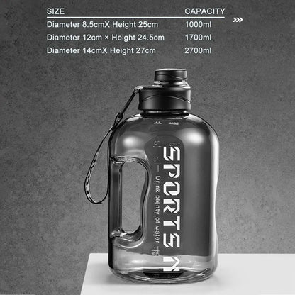 1,7L/2,7L Sport-Wasserflasche Gym Radfahren Becher Tragbare große Kapazität Wasserflasche für Fitness Camping Männer Wasserkocher